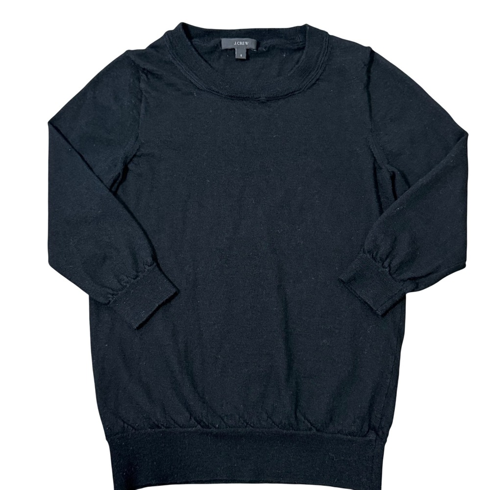 J. Crew Merino Wool Minimalist Lightweight Knit Sweater (S) Black Half Sleeve